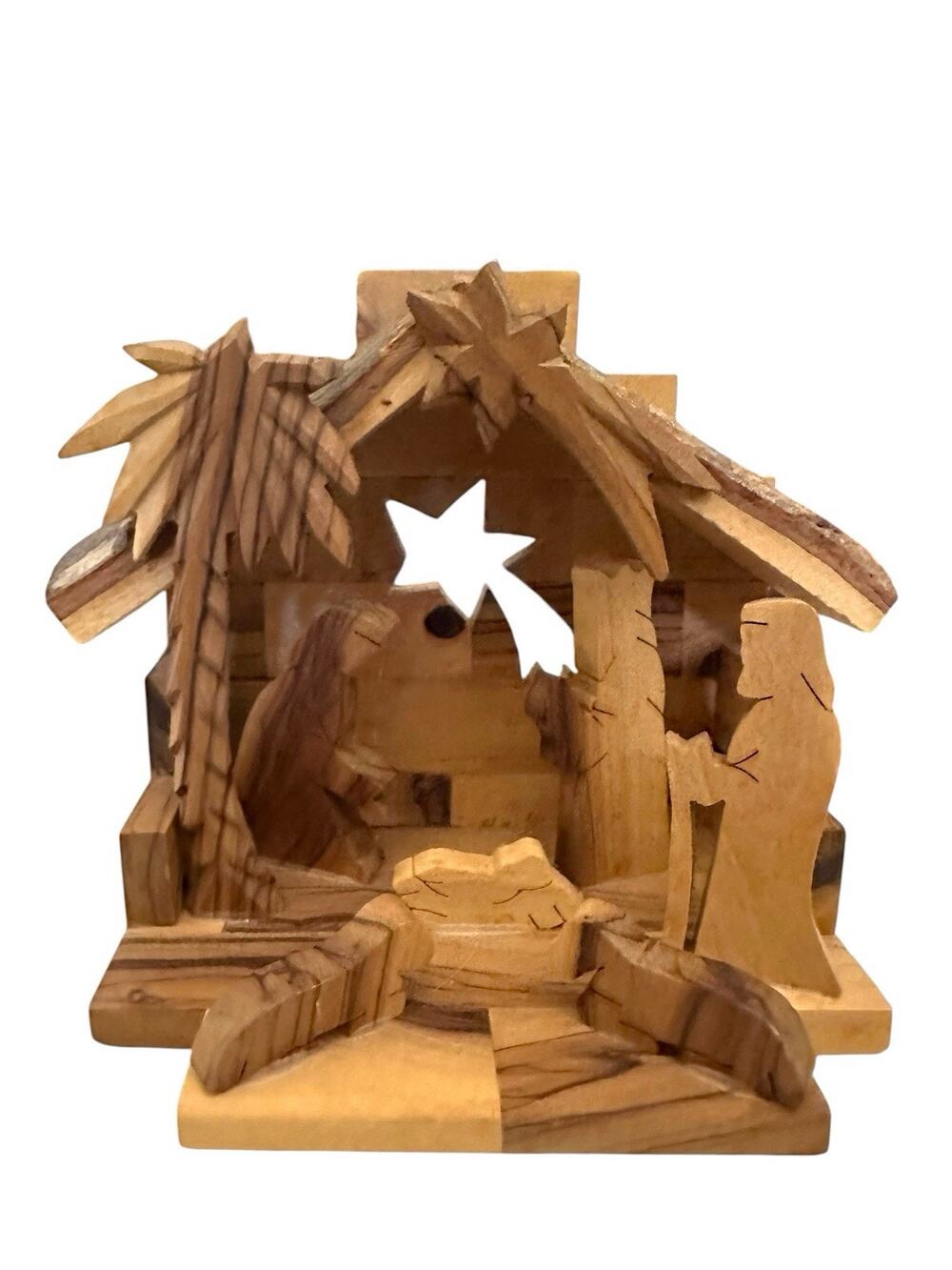 Authentic Olive Wood Nativity 4.5” Tall Bethlehem Craftsmanship for Christmas